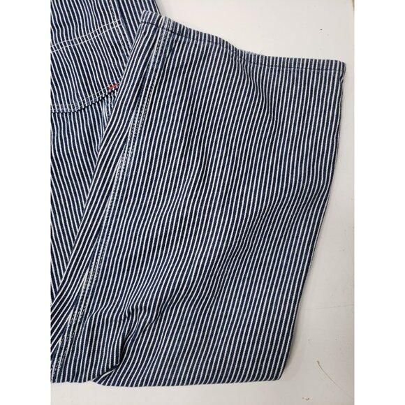 Round House Denim Overall Bibs Hickory Stripe Engineer Railroad Work Pre Owned - Picture 9 of 11